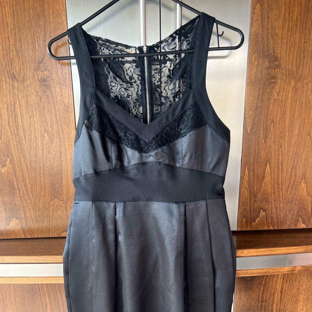 Perfect black dress Walter by Walter Baker satin and lace mini dress size 6 Med